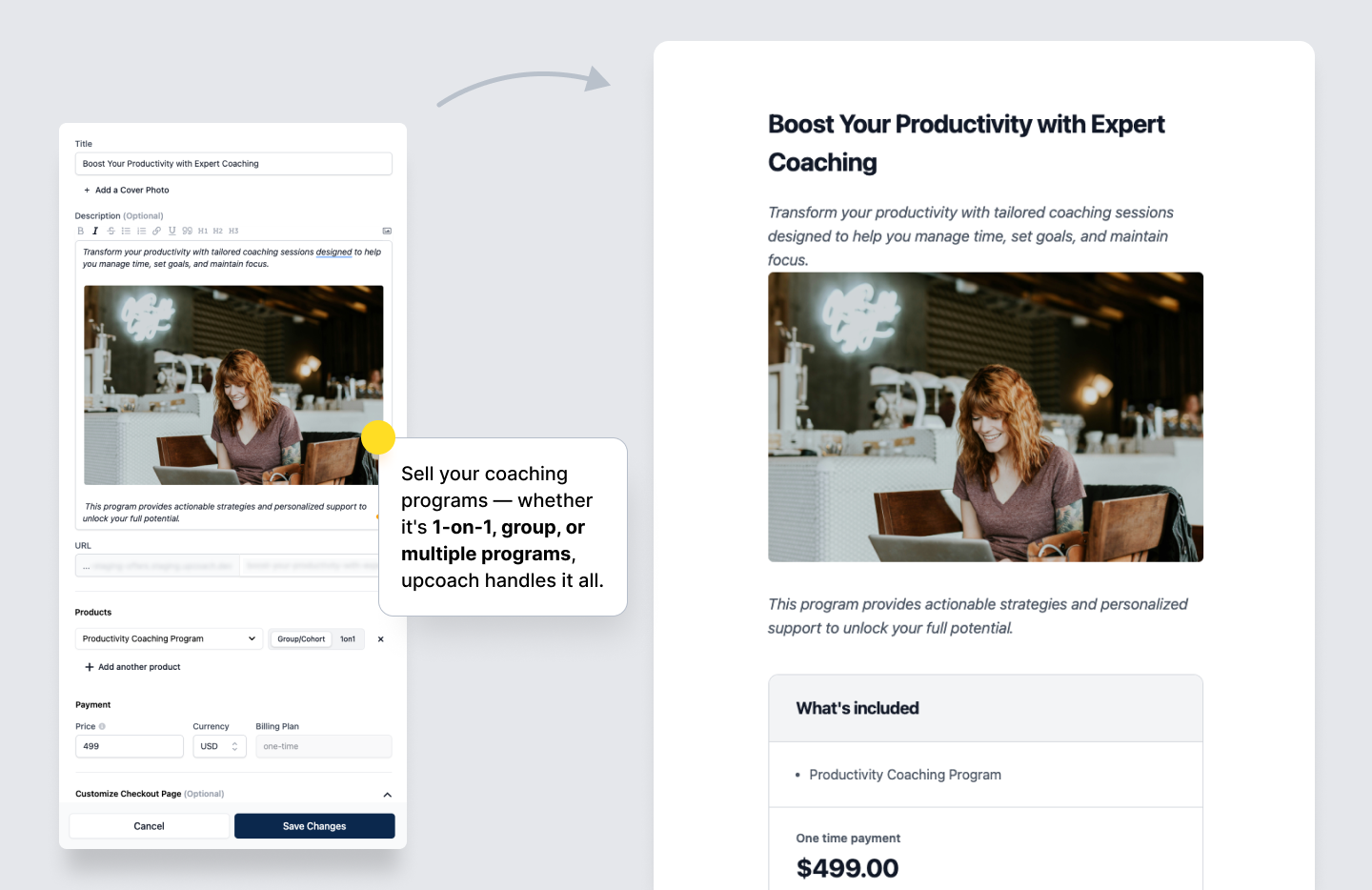 Customize the template, connect Stripe, and start selling with a branded checkout page—publicly or privately.
