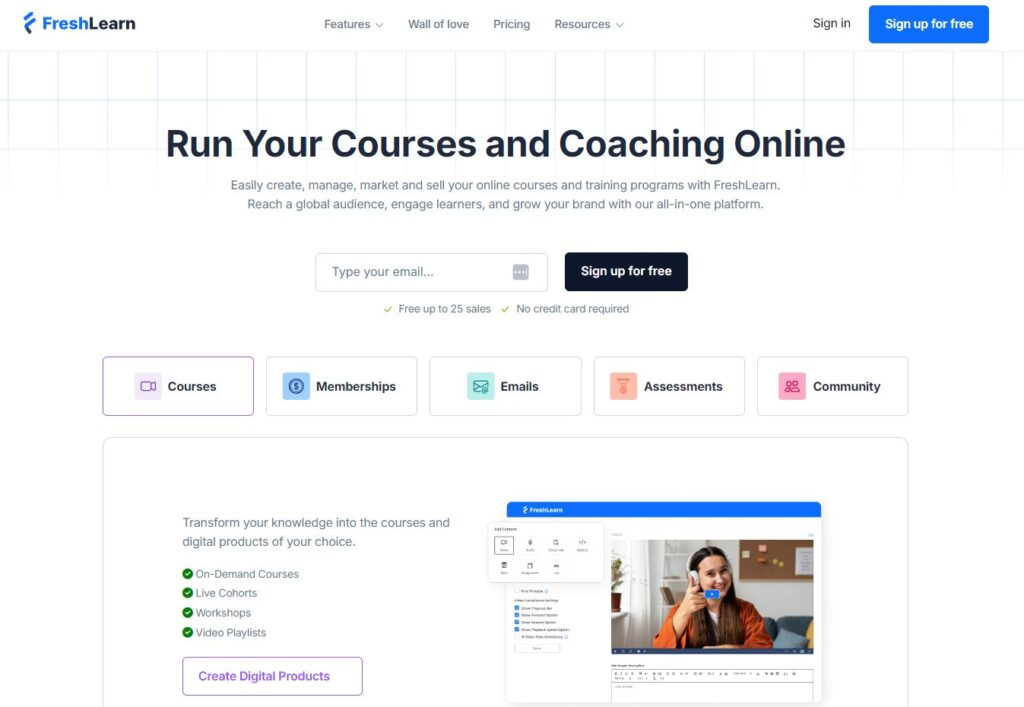FreshLearn for coaching customers